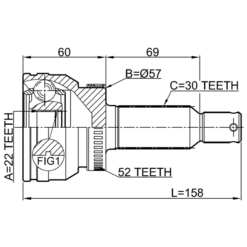 Alternative view of OUTER CV JOINT REAR 22X57X30