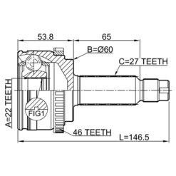Alternative view of OUTER CV JOINT 22X60X27