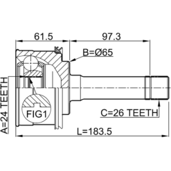 Alternative view of OUTER CV JOINT 24X65X26