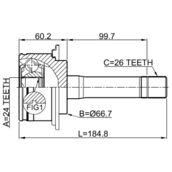 Alternative view of OUTER CV JOINT 24X66.7X26