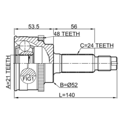 Alternative view of OUTER CV JOINT 21X52.5X24