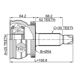Alternative view of OUTER CV JOINT 25X54X30