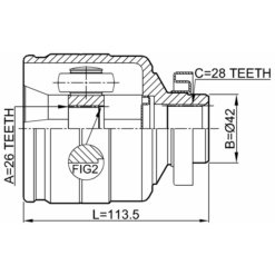 Alternative view of INNER CV JOINT RIGHT 26X42X28