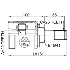 Alternative view of INNER CV JOINT 22X41X25