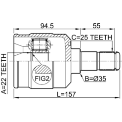 Alternative view of INNER CV JOINT 22X35X25
