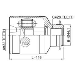 Alternative view of INNER CV JOINT RIGHT 32X44.1X28