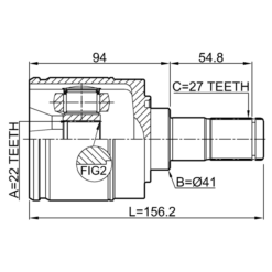 Alternative view of INNER CV JOINT LEFT 22X41X27