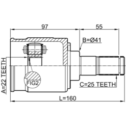 Alternative view of INNER CV JOINT LEFT 22X41X25