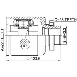 Alternative view of INNER CV JOINT RIGHT 27X42.2X28