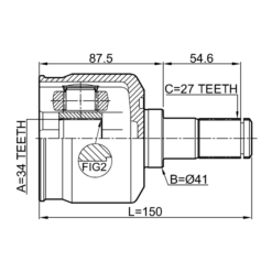 Alternative view of INNER CV JOINT LEFT 34X41X27