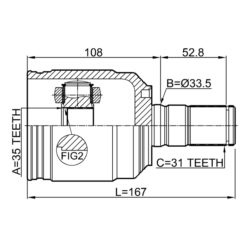 Alternative view of INNER CV JOINT LEFT 35X33.5X31