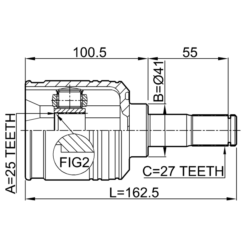Alternative view of INNER CV JOINT LEFT 25X41X27
