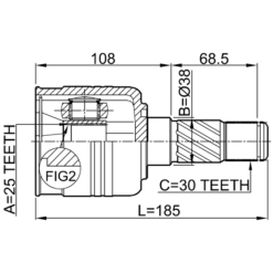 Alternative view of INNER CV JOINT LEFT 25X38X30