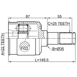 Alternative view of REAR INNER CV JOINT 22X35X25