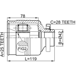 Alternative view of INNER CV JOINT RIGHT 25X42X28