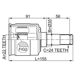 Alternative view of INNER CV JOINT LEFT 22X35X24