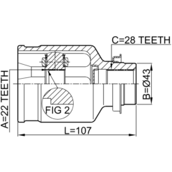 Alternative view of INNER CV JOINT RIGHT 22X43X28