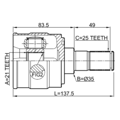 Alternative view of INNER CV JOINT 21X35X25