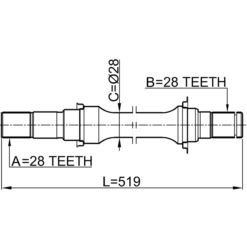 Alternative view of AXLE HALF SHAFT RIGHT 28X520X28
