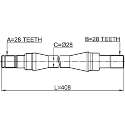 Alternative view of AXLE HALF SHAFT RIGHT 28X408X28
