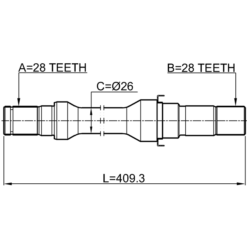 Alternative view of AXLE HALF SHAFT RIGHT 28X408.5X28