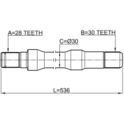 Alternative view of AXLE HALF SHAFT RIGHT 28X537X30