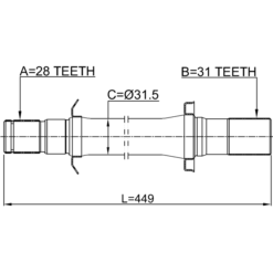 Alternative view of AXLE HALF SHAFT RIGHT 31X448X28
