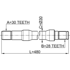 Alternative view of AXLE HALF SHAFT RIGHT 30X480X28