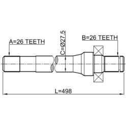 Alternative view of AXLE HALF SHAFT LEFT 26X497X26