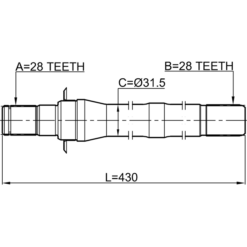 Alternative view of AXLE HALF SHAFT RIGHT 28X431X28