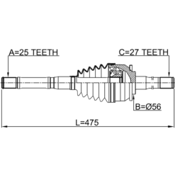 Alternative view of SHAFT ASSEMBLY, OUTER CV JOINT 25X476X27