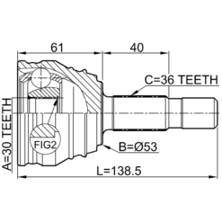Alternative view of OUTER CV JOINT 30X53X36