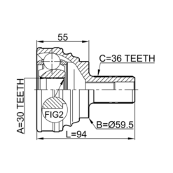 Alternative view of OUTER CV JOINT 30X59.5X36