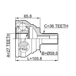 Alternative view of OUTER CV JOINT 27X59.5X36