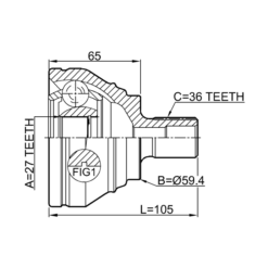Alternative view of OUTER CV JOINT 27X59.3X36