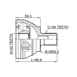 Alternative view of OUTER CV JOINT 33X59.5X36