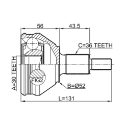 Alternative view of OUTER CV JOINT 30X52X36