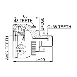 Alternative view of OUTER CV JOINT 27X60X38