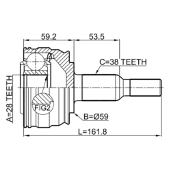 Alternative view of OUTER CV JOINT REAR 28X59X38