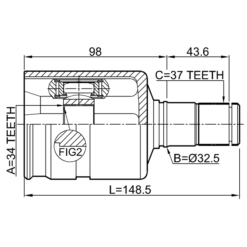 Alternative view of INNER CV JOINT LEFT 34X31X37