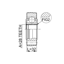 Alternative view of INNER CV JOINT 28X108