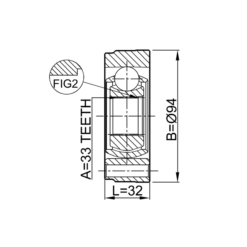 Alternative view of INNER CV JOINT 33X94