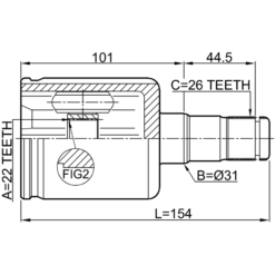 Alternative view of INNER CV JOINT LEFT 22X31X26