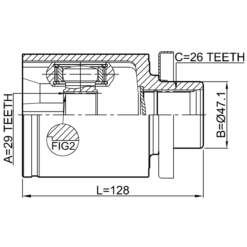 Alternative view of INNER CV JOINT LEFT 29X47.1X26