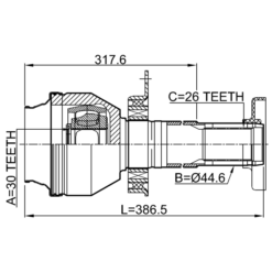 Alternative view of FRONT INNER CV JOINT RIGHT 30X44.6X26