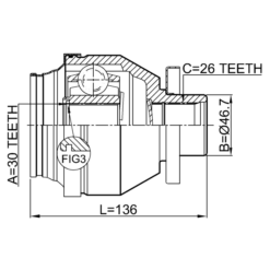 Alternative view of INNER CV JOINT 30X46.7X26