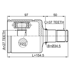 Alternative view of INNER CV JOINT LEFT 27X34.5X37