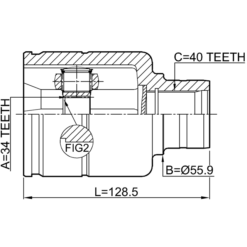 Alternative view of INNER CV JOINT RIGHT 34X56X40