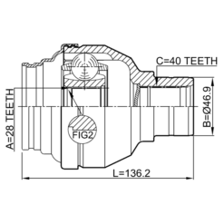 Alternative view of INNER CV JOINT LEFT 28X47X40
