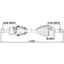Alternative view of CV AXLE SHAFT ASSEMBLY LEFT 26X572X36